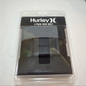 HURLEY NEW 3pk Web Belts Gray Black camo